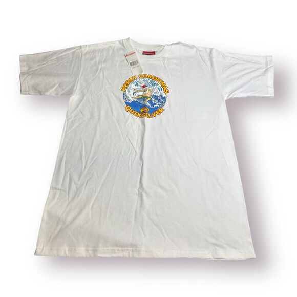 Quiksilver Graphic T-Shirt Size Boys Large White Shirt Retro 100% Cotton Skater